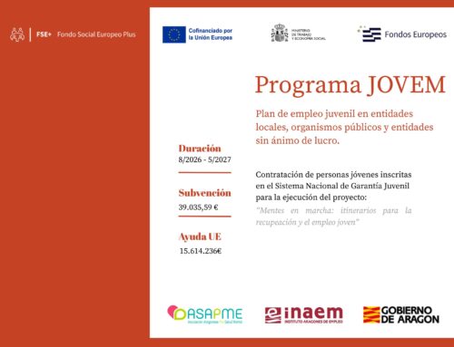 ASAPME Aragón pondrá en marcha el programa «Mentes en Marcha» para reforzar el bienestar emocional y la inserción laboral de los jóvenes